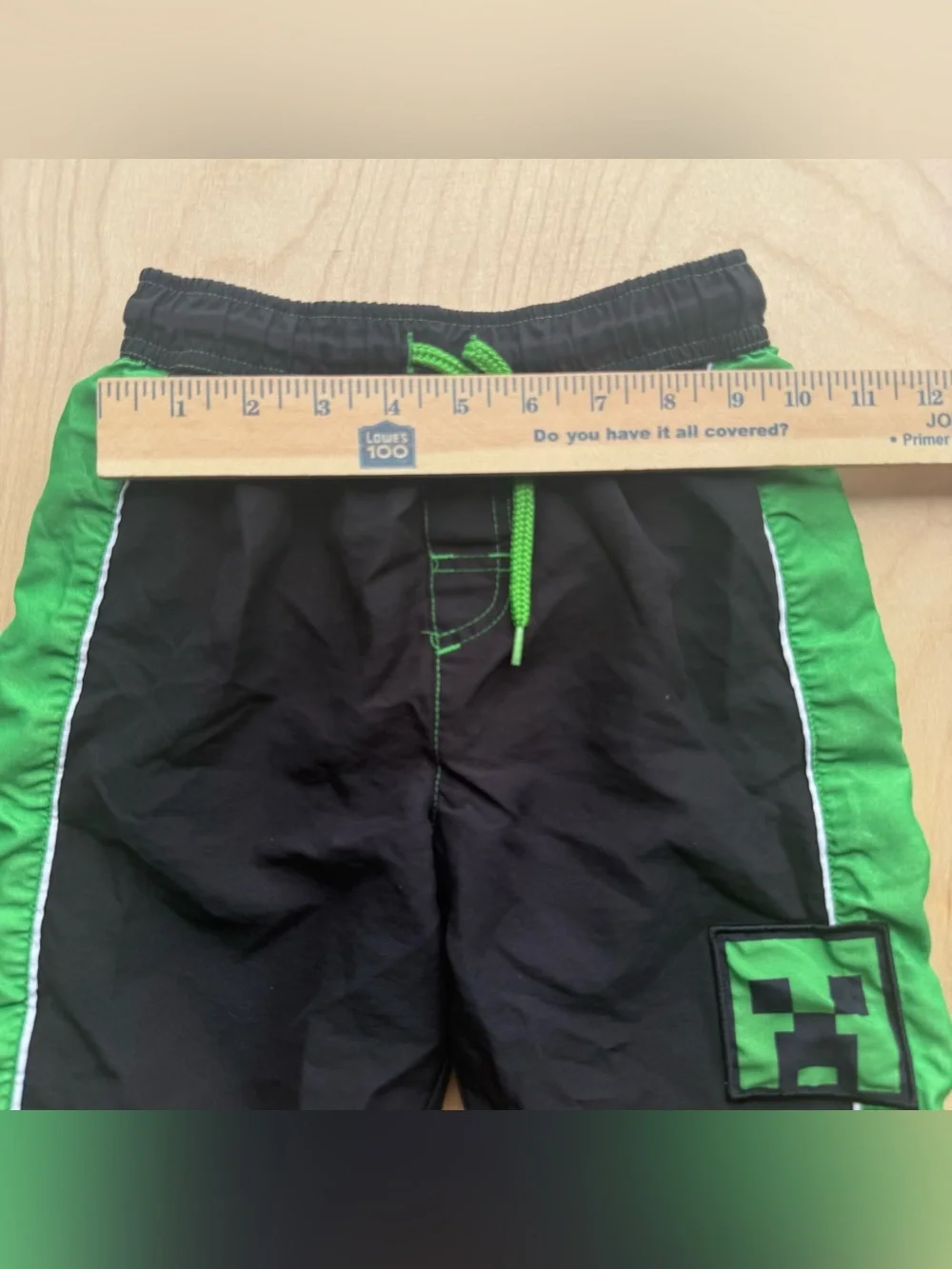 Minecraft Creeper Black Green Kids Boys Swim Trunks Drawstring Graphic size 7